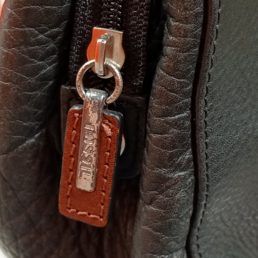 Fossil East West Pebble Leather Shoulder Bag Black & Brown - Picture 7 of 12